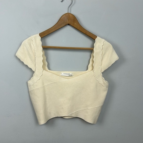 Anthropologie By Anthropologie Cropped Sweater Tee Sz M - Picture 4 of 11
